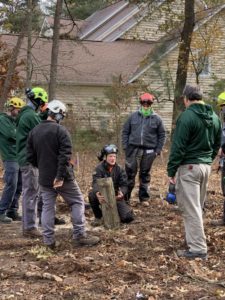 Men completing a training